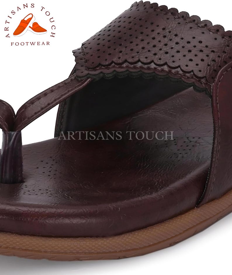 Handmade Kolhapuri Sandals: Vegan Leather Boho Comfort Slippers image 5
