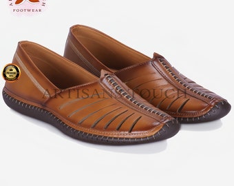 Zapatos de cuero punjabi mojari: mocasines tradicionales para novios y bodas.