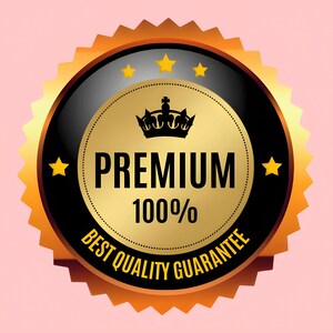 K&ouml;nnte beinhalten: Ein gold-schwarzes Abzeichen mit einer Krone und dem Text "PREMIUM 100% BEST QUALITY GUARANTEE"