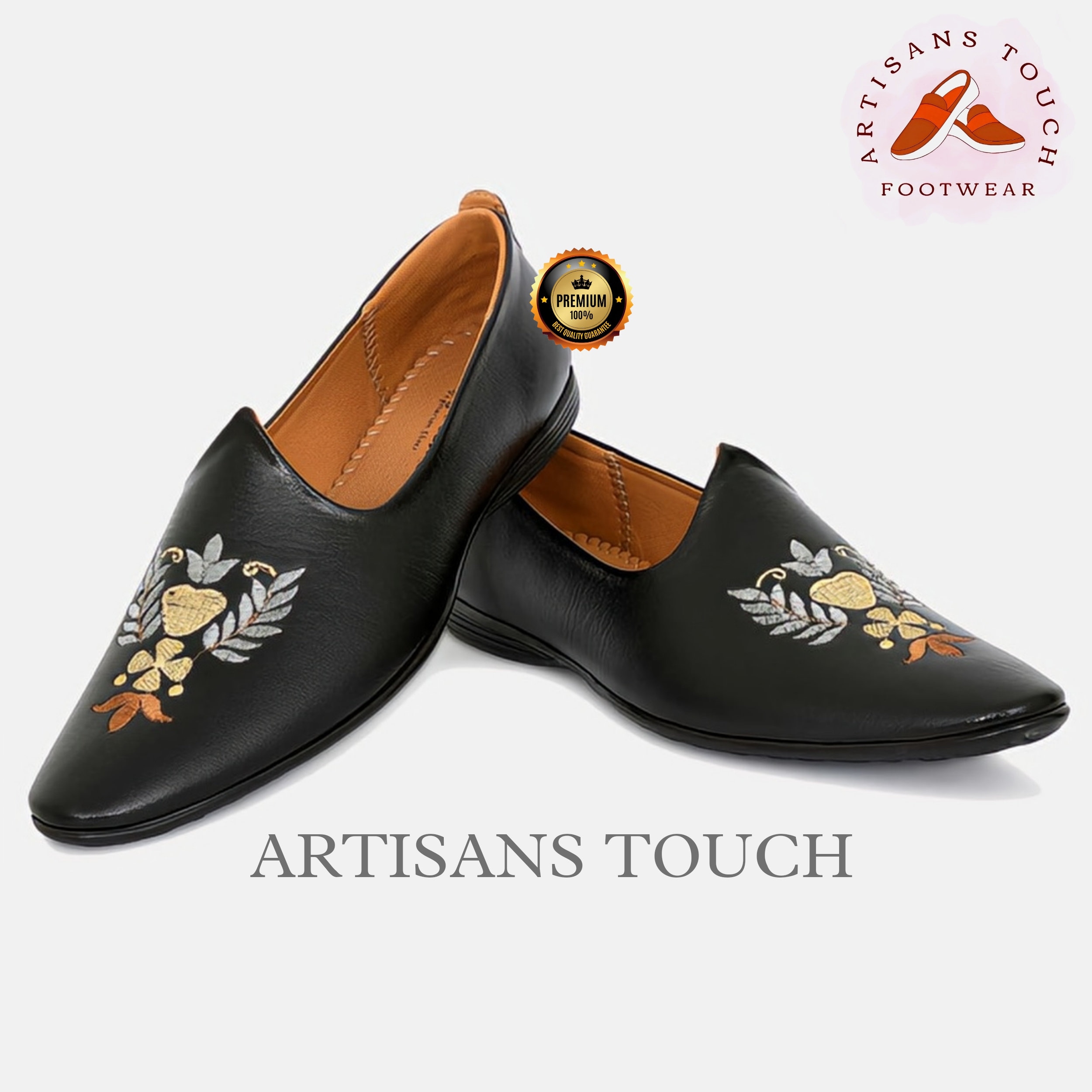 Mens Embroidered Slip-on Loafers: Handmade Punjabi Mojari  display picture 3