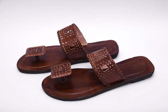 Lazamani Ladies shiny sandals Brons Leer Platte sandalen Dames