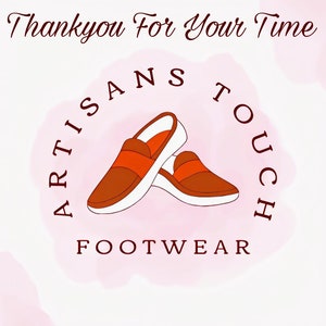 May include: A logo for a footwear company called "Artisans Touch Footwear". The logo features a pair of brown leather loafers with white soles, set against a pink watercolor background.