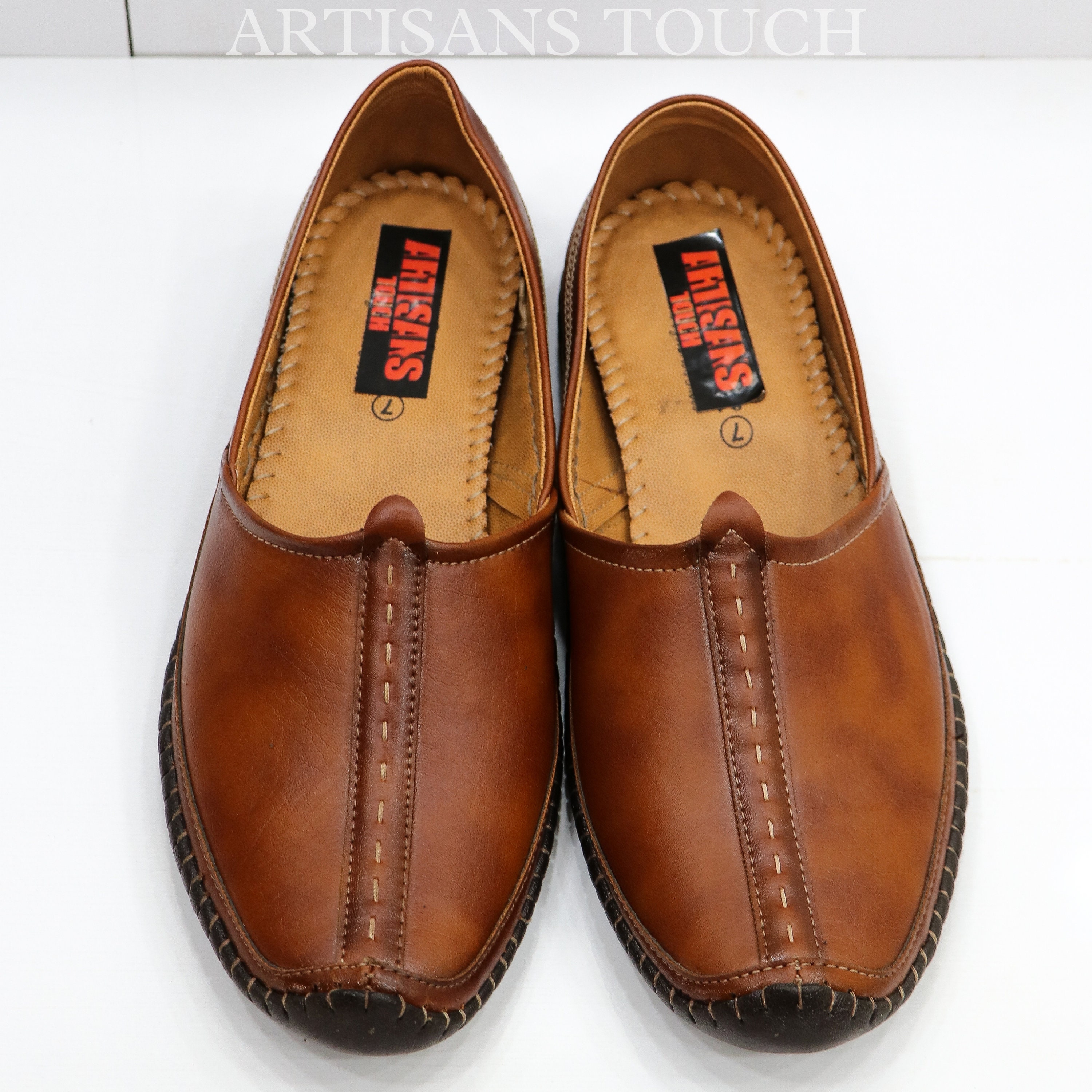 Brown Leather Indian Loafers: Ethnic Slip-on Shoes - Etsy display picture 2