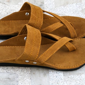 Tan & Brown  Relaxable Sandals For Mens, Comfortable men Slippers, Ethnic Thong Sandals, Handmade Sandals, Spartan sandals, Gifts for mens,