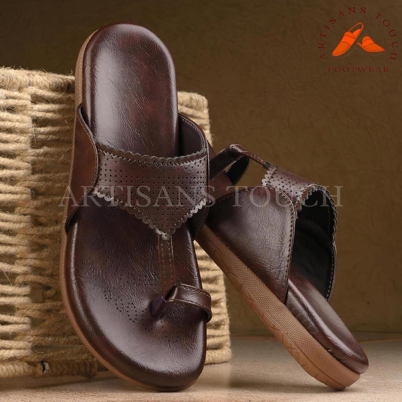 Handmade Kolhapuri Sandals: Vegan Leather Boho Comfort Slippers image 1