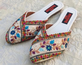 Hand Embroidered Mules: Ethnic Wedding Bridal Flats