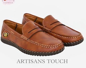 Handgemaakte leren loafers: klassieke instappers met ronde neus
