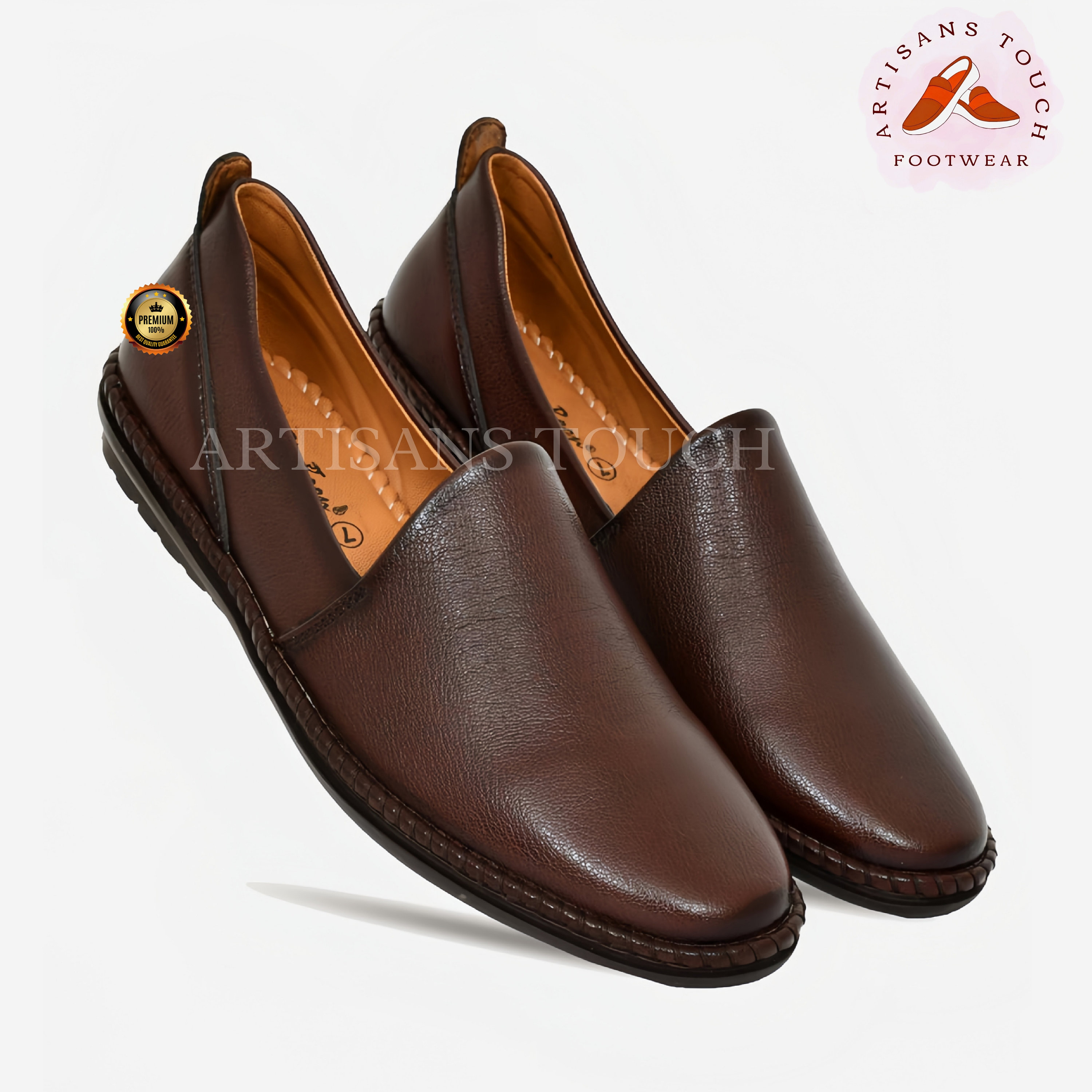 chinese dress ladies Thursday Boot Company Men's Brown Leather Handsewn Loafer Size 8 main image 1