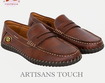 Genuine Men MORESCHI Tan Ostrich and Leather Penny Loafers  display picture 1