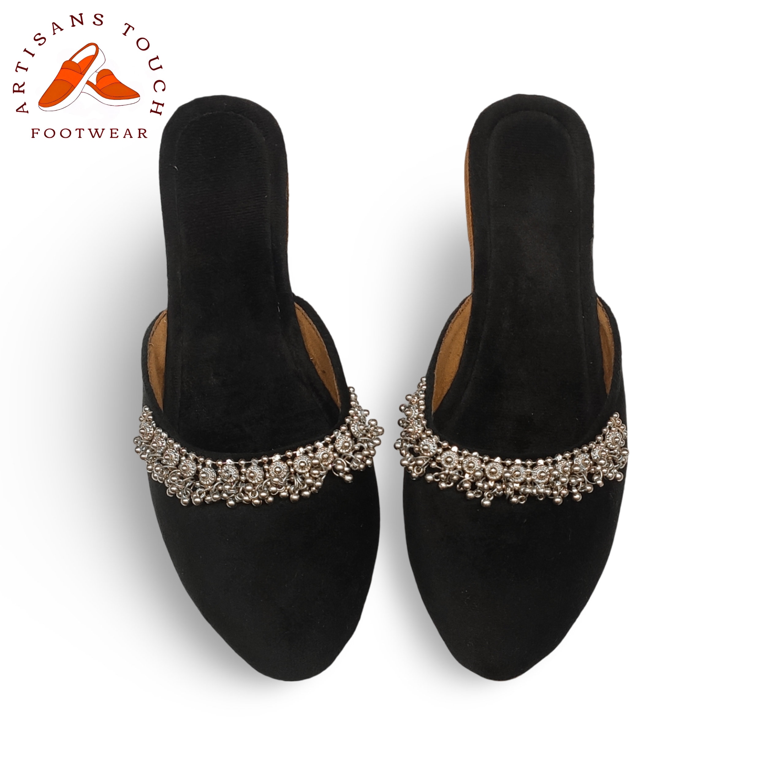 Black Mule Shoes for Women, Beautiful Handcrafted Indian