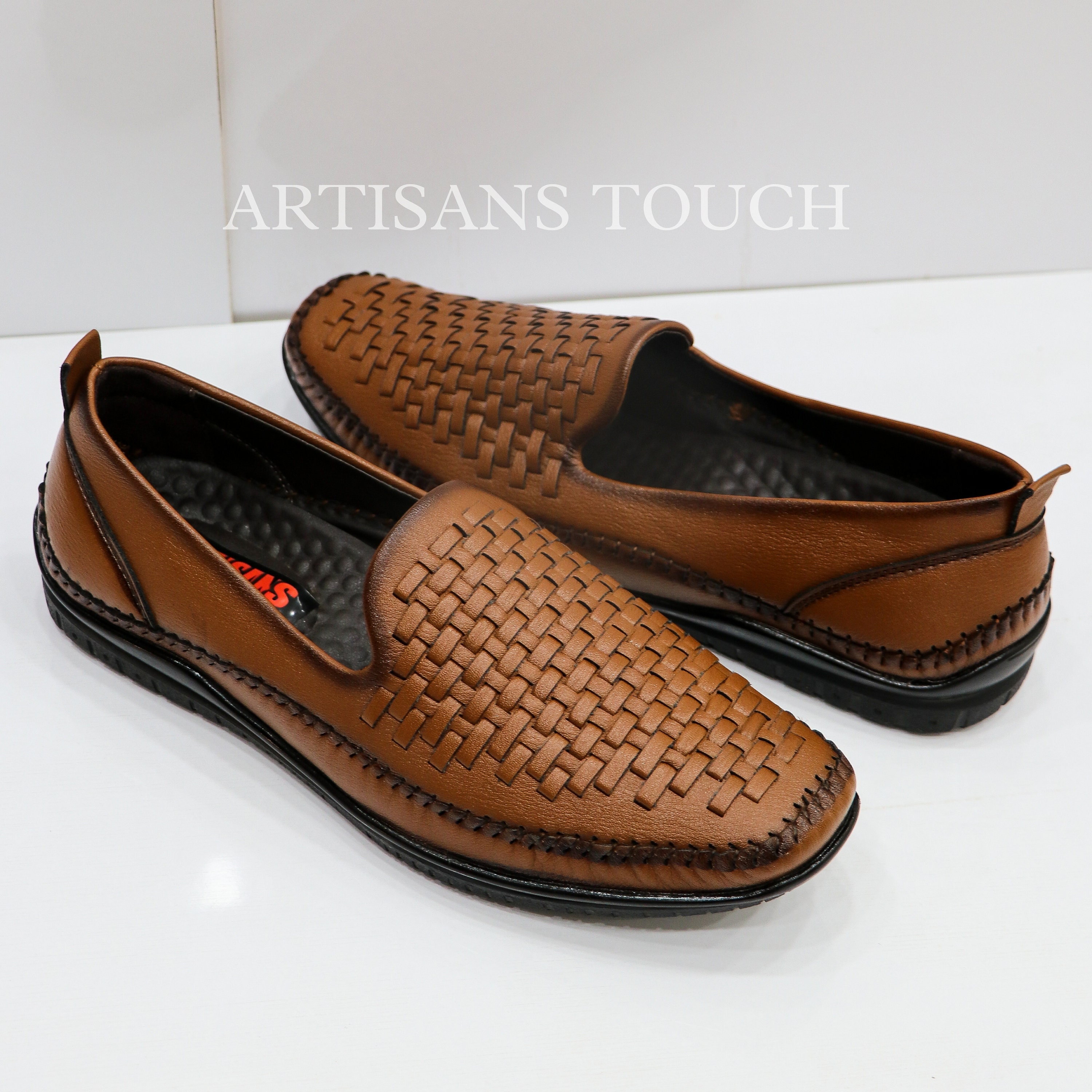 Handmade Basket Weave Leather Loafers: Mens Wedding Shoes - Etsy