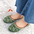 Handmade Green Velvet Khussa Jutti: Embroidered Ethnic Wedding Shoes product logo