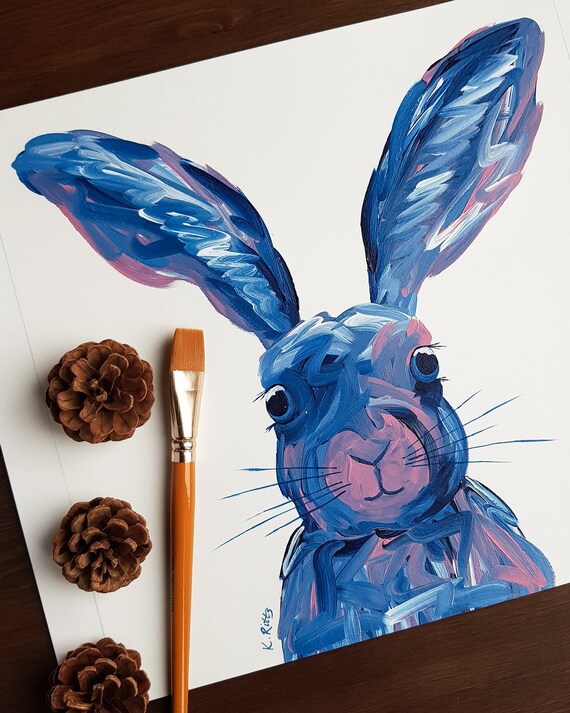 ORIGINAL Rabbit Acrylic Painting Etsy