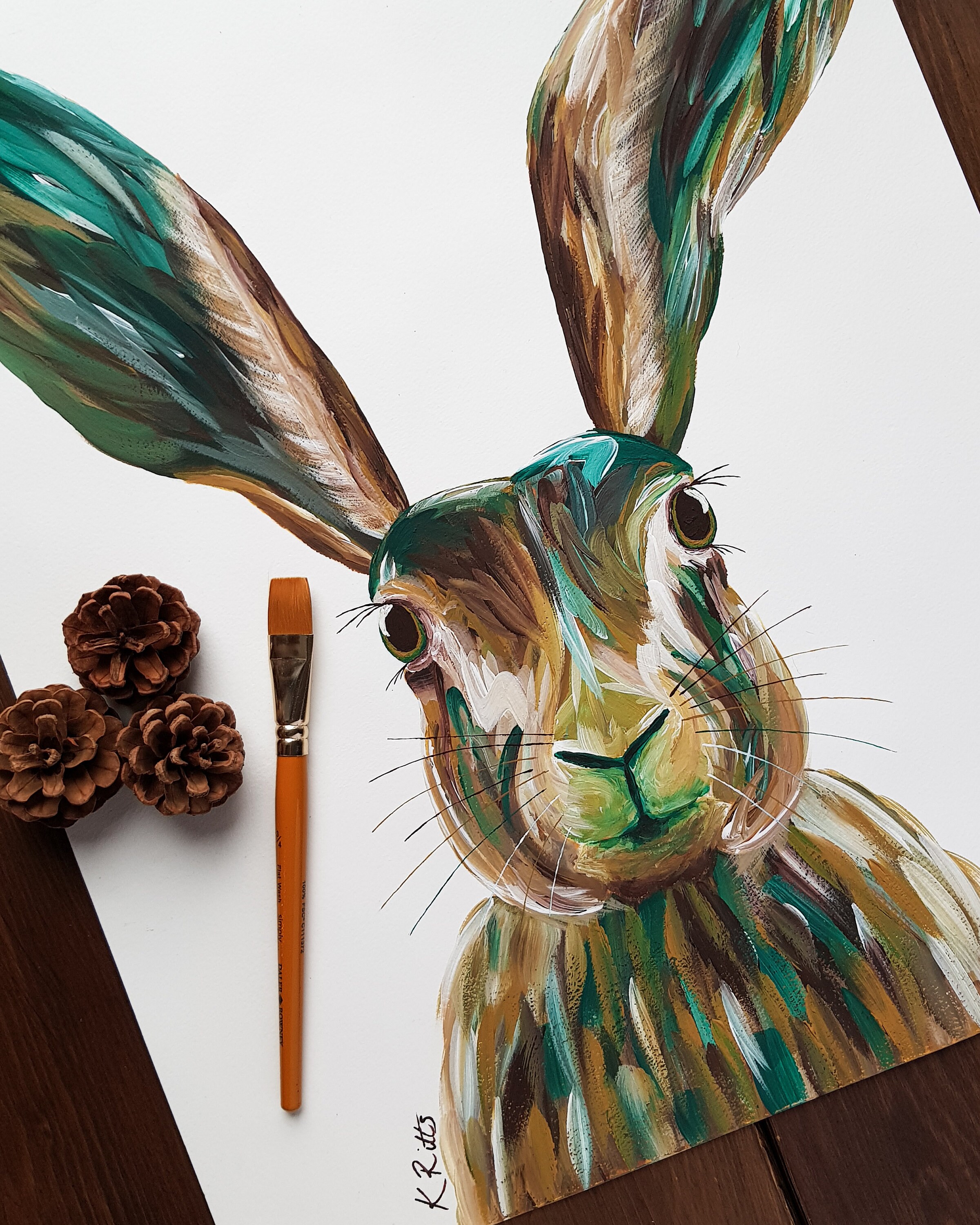 ORIGINAL Hare Acrylic Painting Etsy