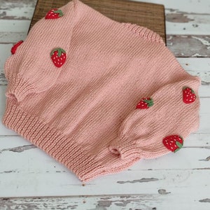 Strawberry Cardigan, Strawberry Cardigan Crochet Pattern, Handmade Cardigan, Cardigan for Kids, Knit Cardigan image 7