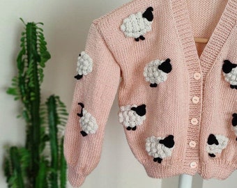 Sheep Cardigan, Sheep Cardigan Crochet Pattern, Handmade Cardigan, Cardigan for Kids, Knit Cardigan