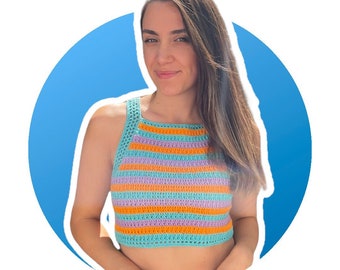 Women's Crochet Knitted Crop Top, Handmade Crop Top, Crochet Top, Summer Crop Top