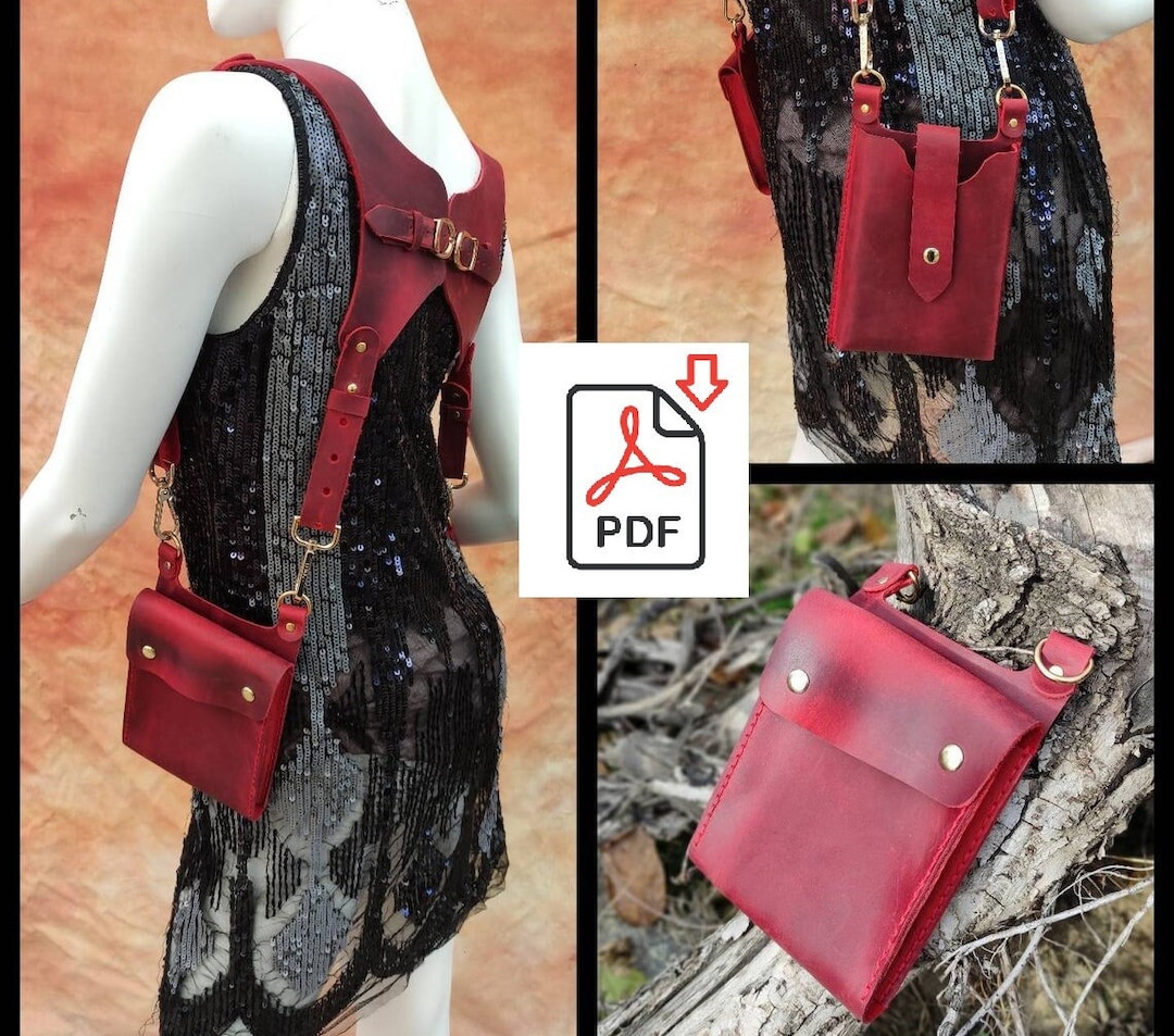 Leather Holster Bag PDF Pattern VIDEO, Leather Shoulder Bag, Festival