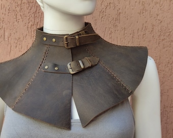 PATTERN LEATHER Collar, Steampunk Ciri Inspired neck armor , Leather gorget, Medieval, LARP and cosplay costume, Neck gorget armor