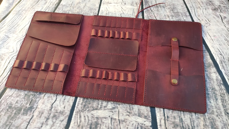 PDF Pattern Leather needle case and VIDEO tutorial, Needles case tutorial, Knitting Organizer pattern, Circular knitting case, knitting gift image 8