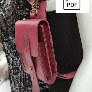 PDF pattern + VIDEO leather handle for bag with pocket, leather strap for backpack with a purse, leather strap for bag PDF pattern