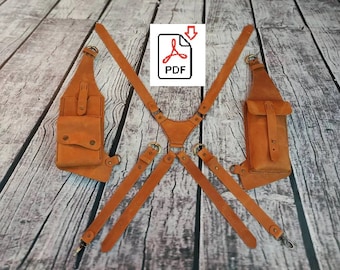 PDF Leather holster bag + Video, Leather Craft Fashion shoulder holster bag Sewing Pattern, Pattern Crossbody Bag PDF