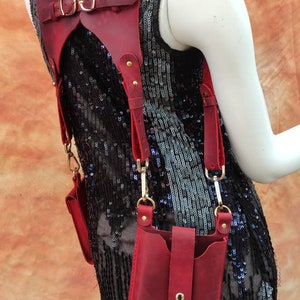 Leather Holster Bag PDF pattern + VIDEO, Leather Shoulder Bag, Festival Bag, Harness Bag, Double Holster, shoulder holster bag, Steampunk