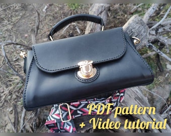 Patron de sac baguette, petit sac à main en cuir, patron de sac messager, patron PDF et vidéo d'instructions