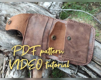 Portefeuille à deux volets en cuir avec motif + vidéo, Portefeuille PDF, Motif de portefeuille PDF, Modèle de portefeuille, Motif en cuir, Cuir fait main, Modèle numérique