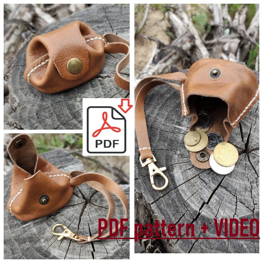 DIY Leather Purse, Coin Purse PDF Pattern VIDEO, Pattern Tutorial