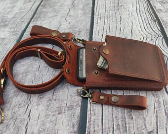 Patrón de bolso para teléfono inteligente en PDF + tutorial, Patrón de bolso para teléfono, Patrón de cuero para bolso de cinturón PDF, Patrón de costura para bolso bandolera de moda artesanal en cuero