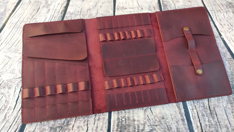 PDF Pattern Leather needle case and VIDEO tutorial, Needles case tutorial, Knitting Organizer pattern, Circular knitting case, knitting gift image 4