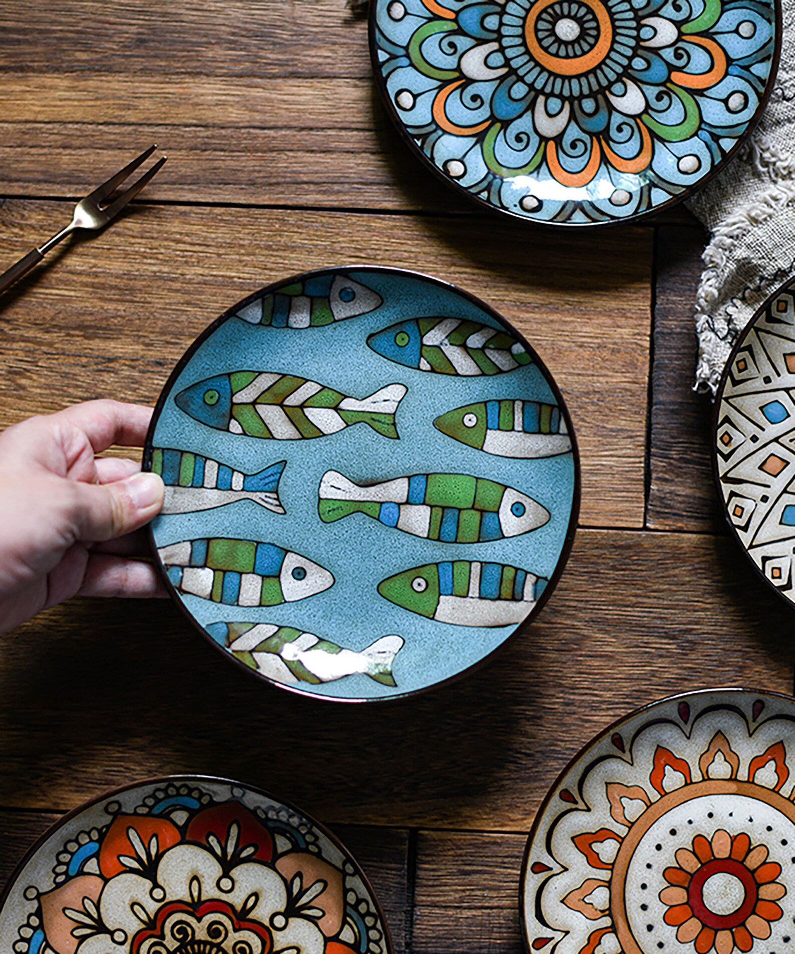 Bohemian Dinner Plate boho Salad Plate Tableware Ceramic Etsy