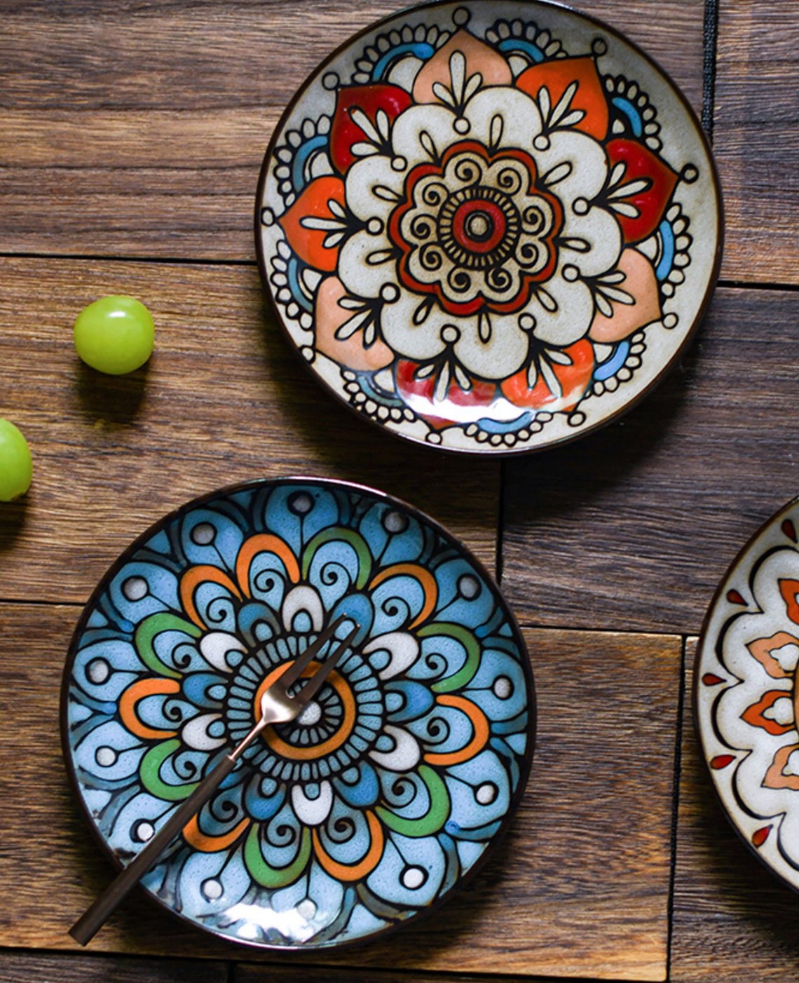 Bohemian Dinner Plate boho Salad Plate Tableware Ceramic Etsy