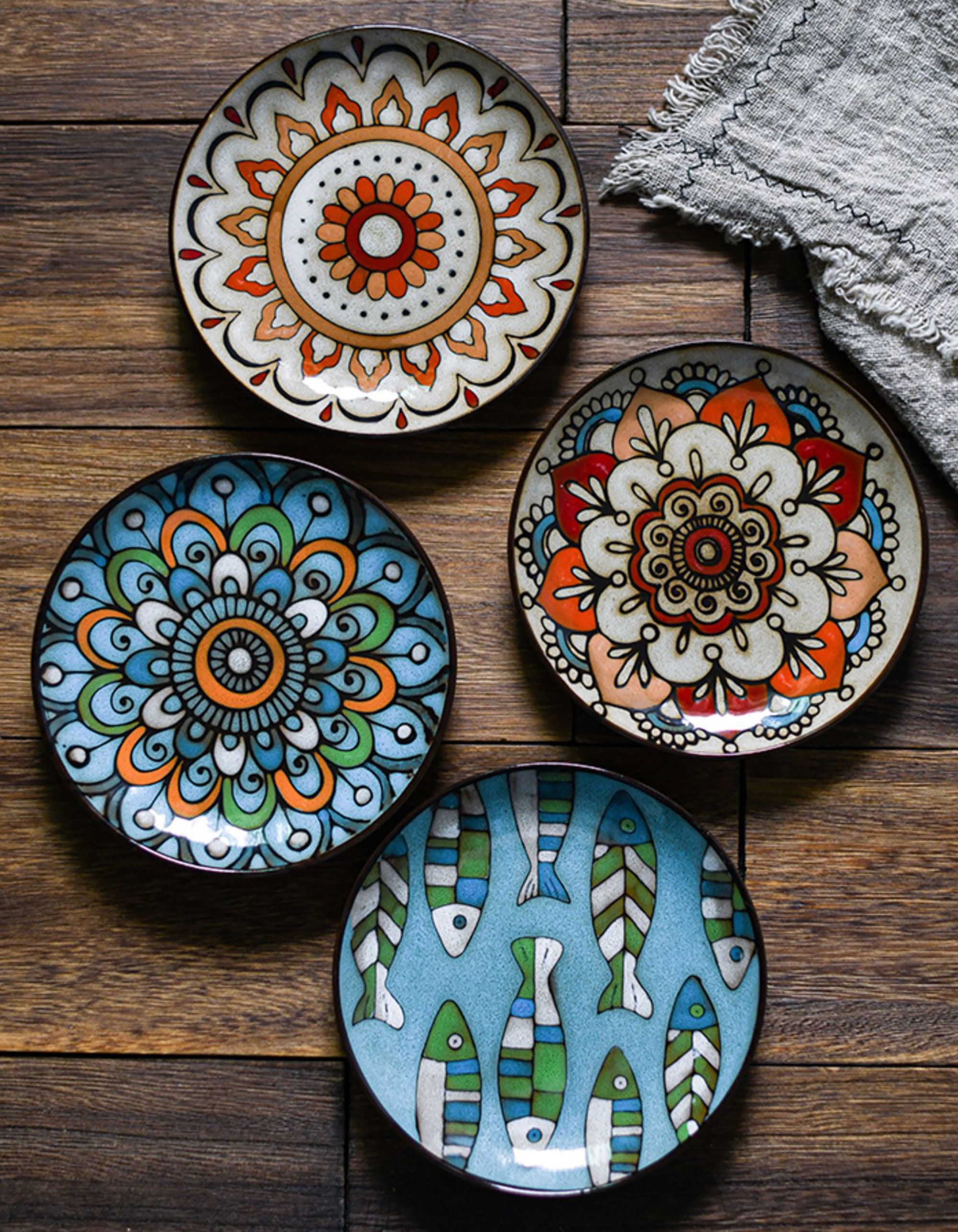 Bohemian Dinner Plate boho Salad Plate Tableware Ceramic Etsy