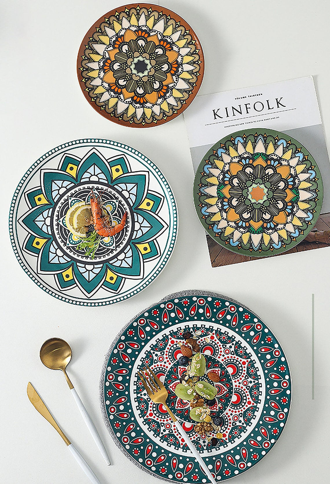 Bohemian Dinner Plate boho Salad Plate Tableware Ceramic | Etsy