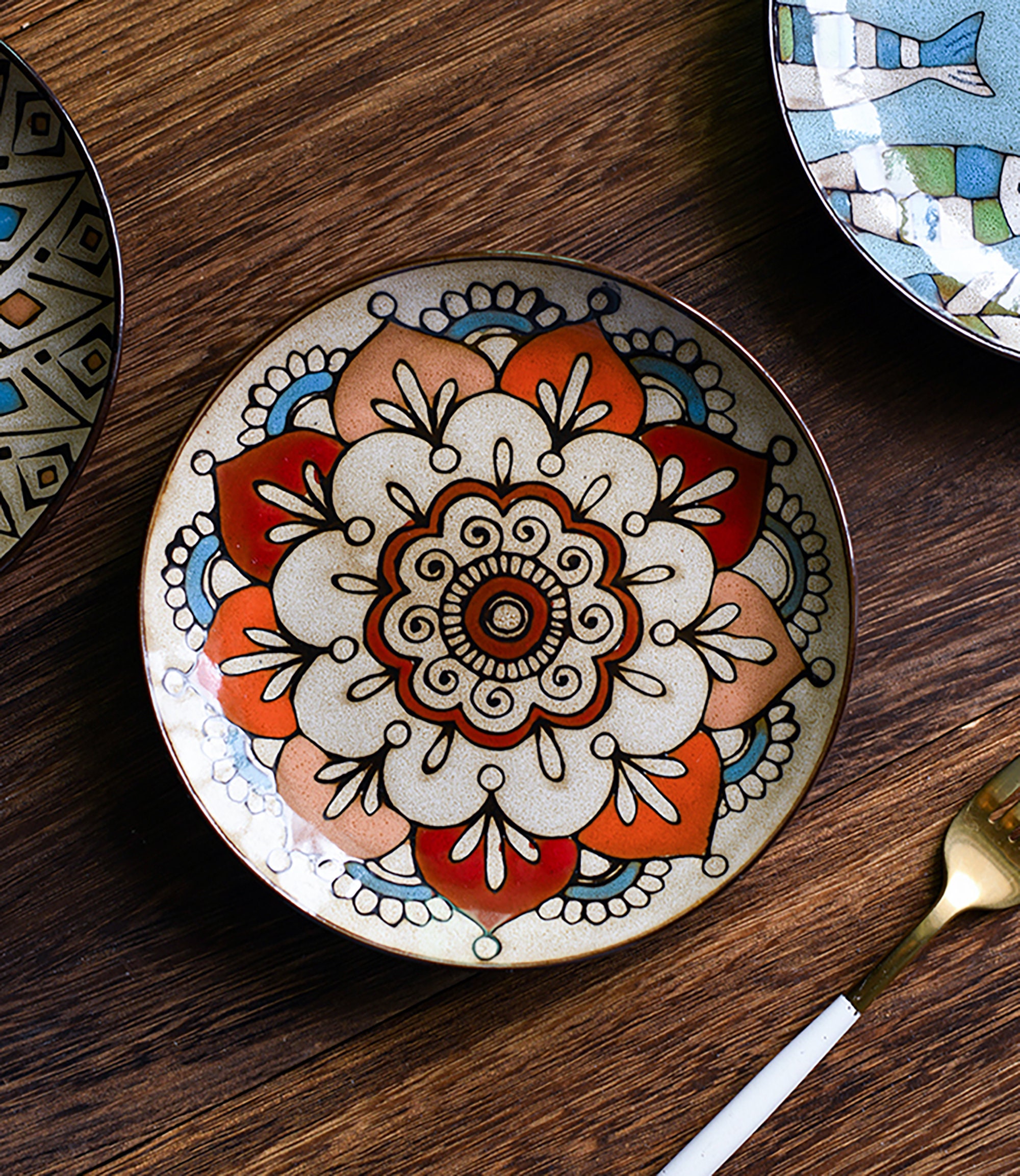 Bohemian Dinner Plate boho Salad Plate Tableware Ceramic Etsy