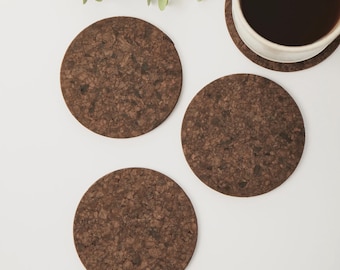 Ensemble de sous-verres ronds en liège fumé