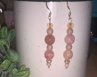 Handmade boho pink dangle earrings