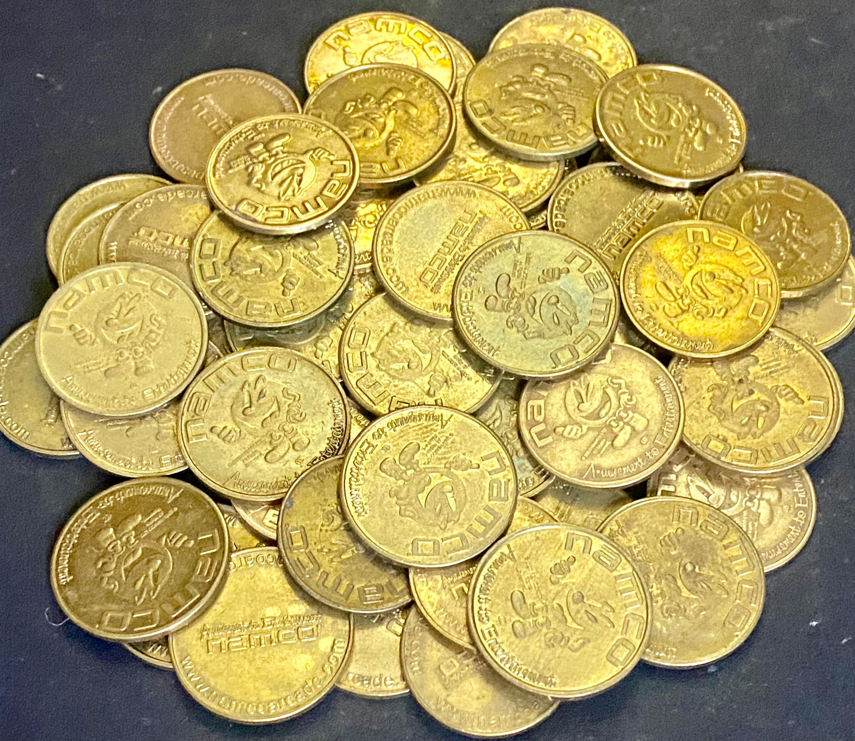 Lot of 24 Vintage Namco Arcade Tokens PAC Man Coins Choice of 22mm or