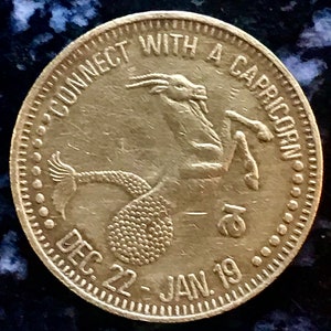 Connect with a Capricorn • Aware • Astrological Sex Token • Vintage Adult Zodiac Coin