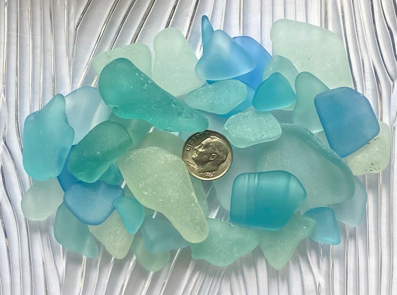 1/2 Lb Bulk Genuine Blue Great Lakes Sea Glass for Crafts, Mosaics