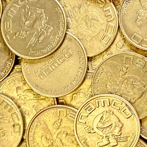 Lot of 24 vintage Namco Arcade tokens - PAC Man coins - Choice of 22mm or 23mm size Coin