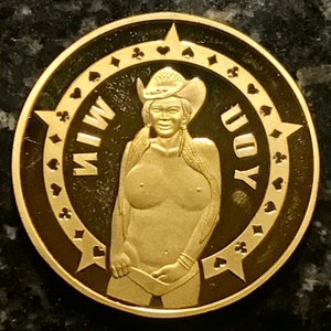 Sexy Cowgirl ‘You Win’ ‘You Lose’ Adult Risqué Novelty Flip Coin - Silver or Golden - 40mm
