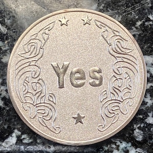 Lucky Silver ‘Yes’ or ‘No’ Decision Making Flip Challenge Coin - Magic Lunar Token