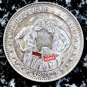 Hobo Nickel with Sexy Booty Illustration of Threesome- 40mm Artistic Risqué Coin