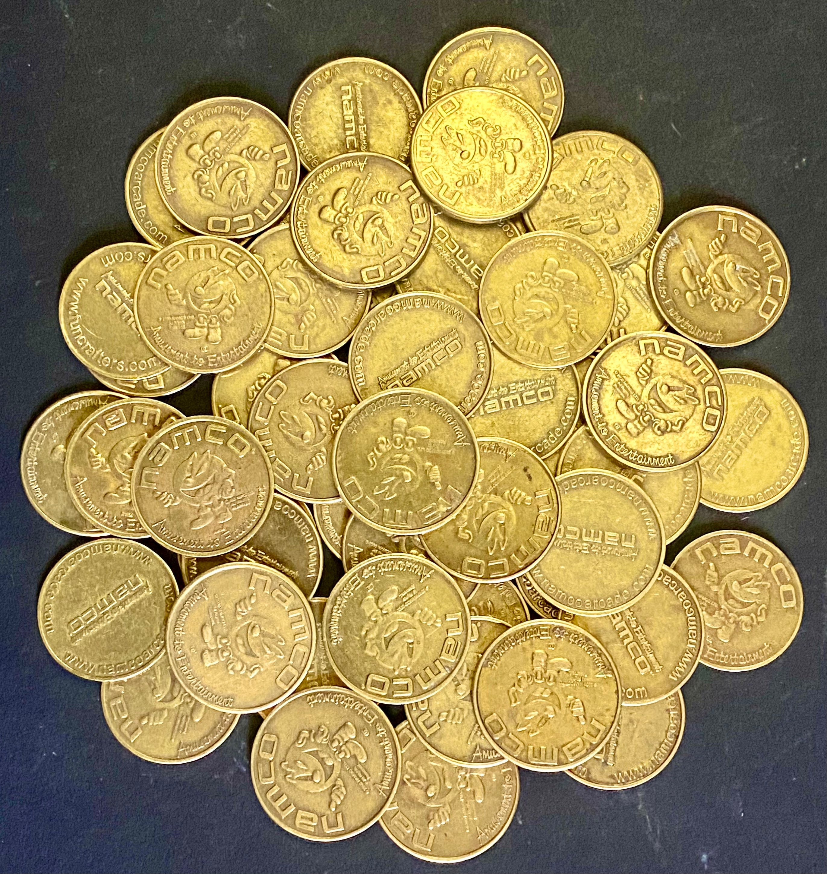Lot of 24 Vintage Namco Arcade Tokens PAC Man Coins Choice of 22mm or