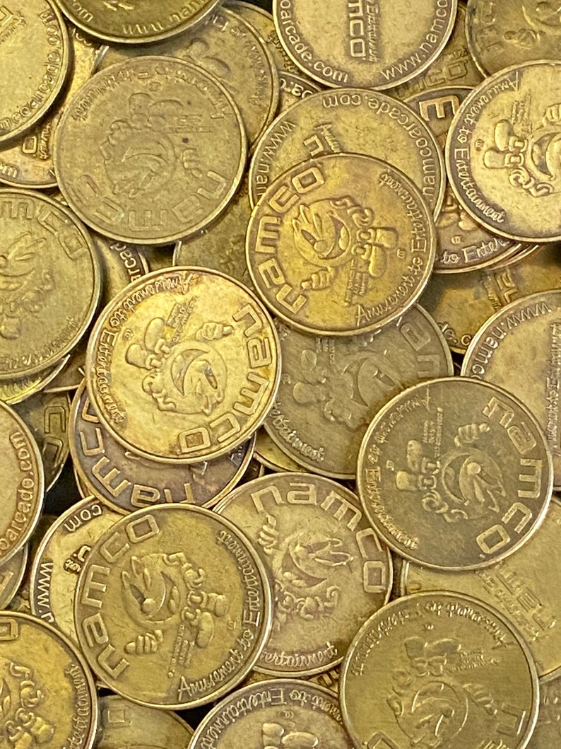 Lot of 24 Vintage Namco Arcade Tokens PAC Man Coins Choice of 22mm or