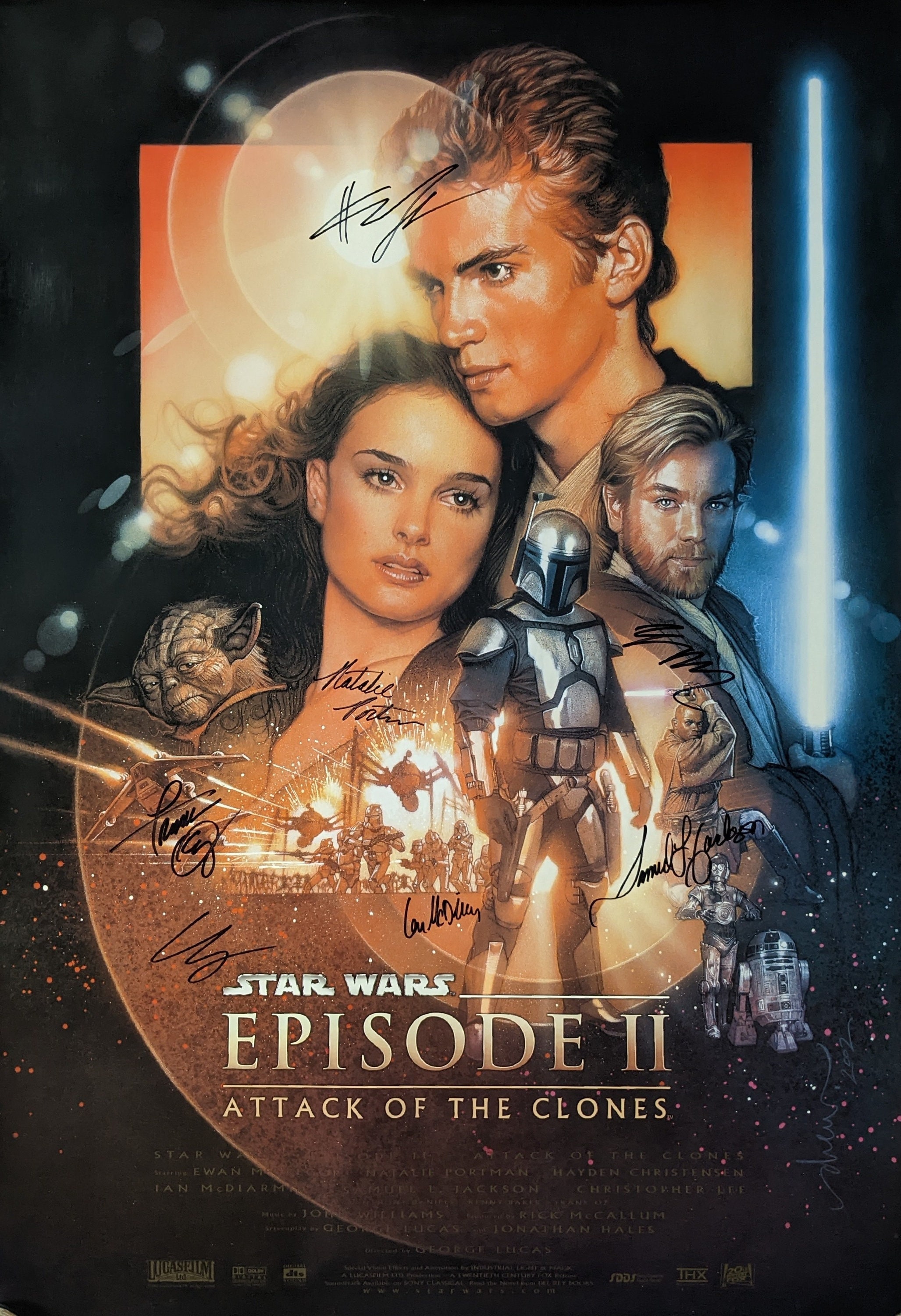 Star Wars Episode 2 Attack of the Clones Cast Signed Movie Poster -   Norway