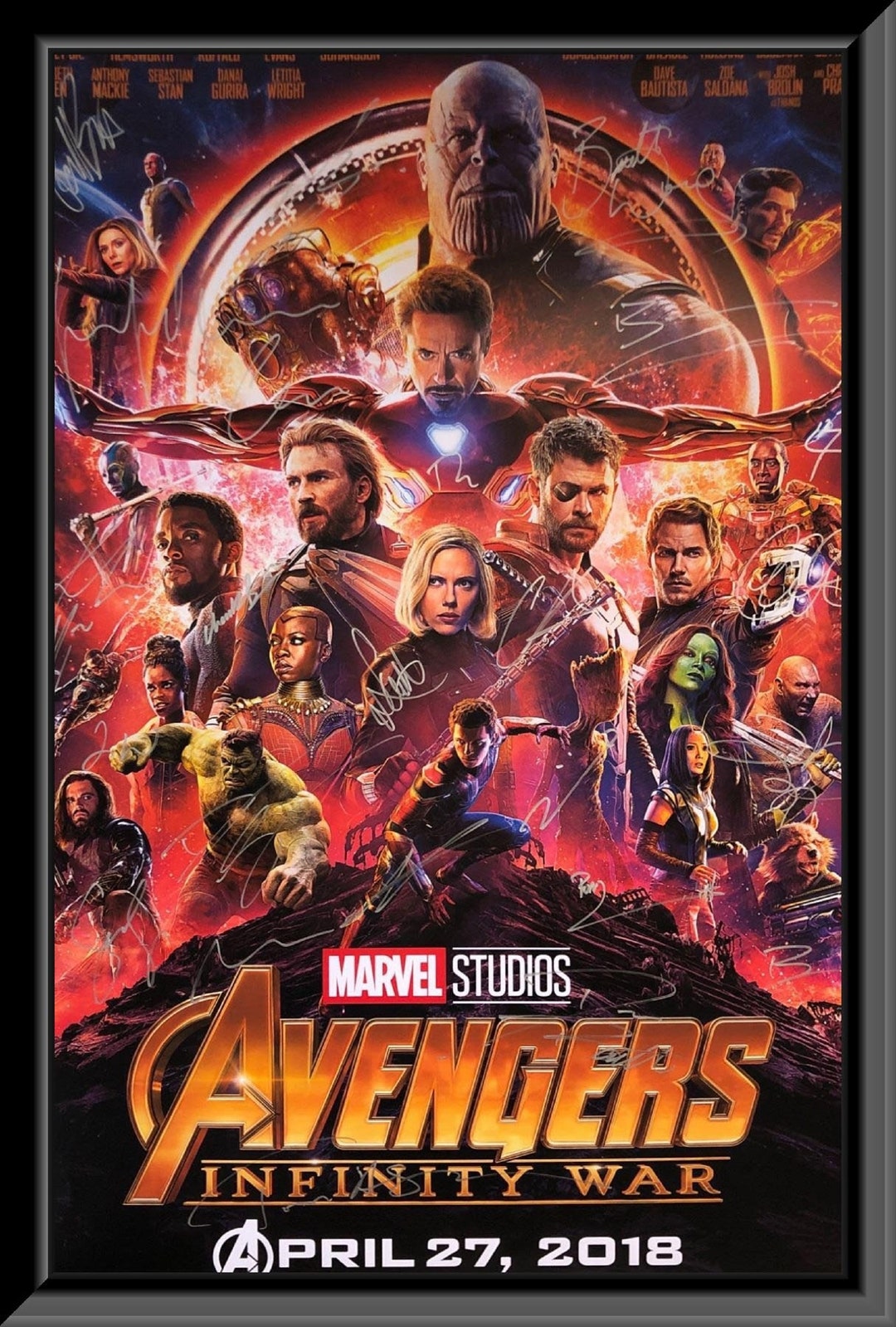 Avengers: Infinity War Cast Signed Movie Poster 